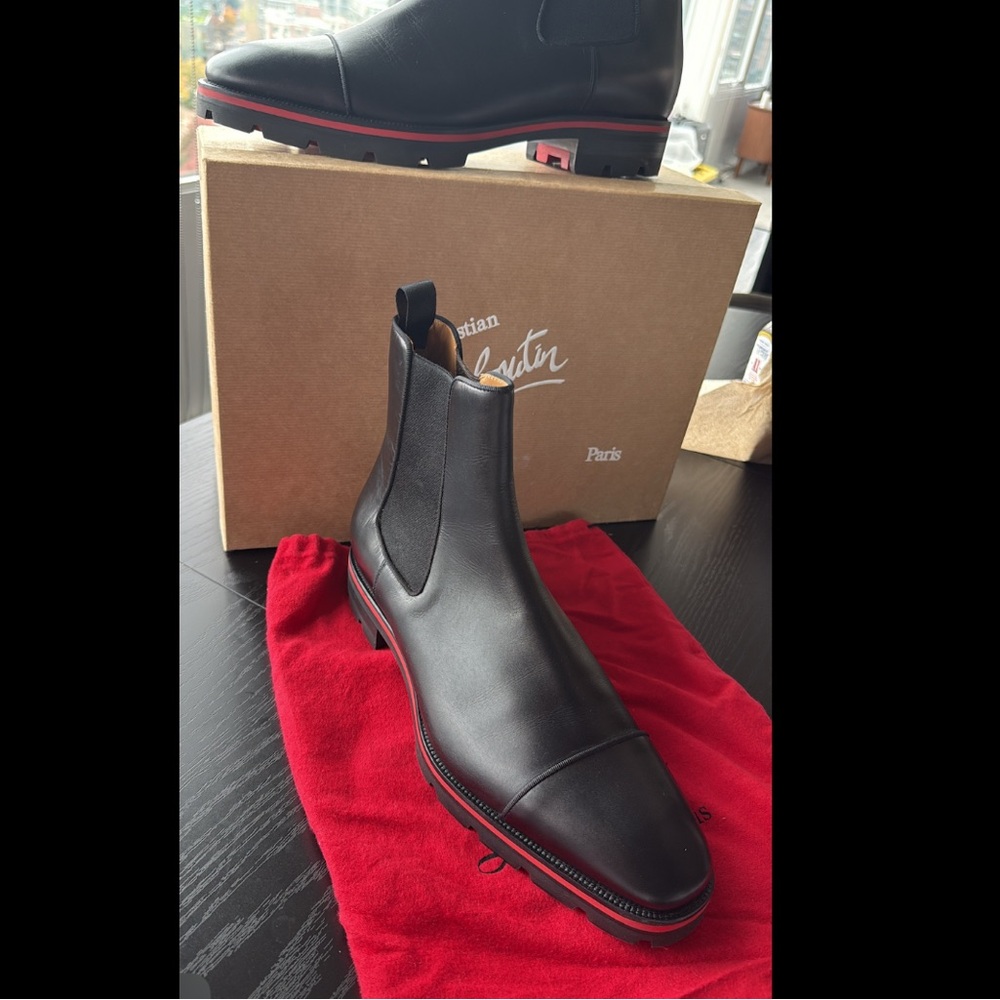 Christian Louboutin Black Leather Chelsea Boot